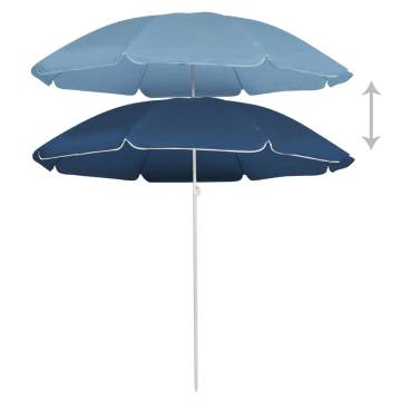 Stylish Outdoor Parasol with Steel Pole - Blue 180 cm