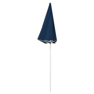 Stylish Outdoor Parasol with Steel Pole - Blue 180 cm