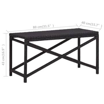 Garden Bench 80 cm Poly Rattan Black - Stylish Outdoor Seating