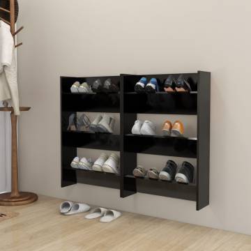 Wall Shoe Cabinets 2 pcs - Black 60x18x90 cm | Hipomarket UK