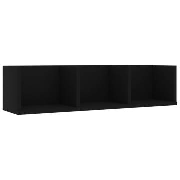 Stylish Black CD Wall Shelf - 75x18x18 cm Engineered Wood