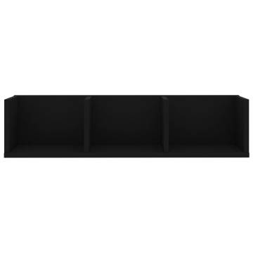 Stylish Black CD Wall Shelf - 75x18x18 cm Engineered Wood