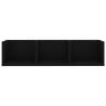 Stylish Black CD Wall Shelf - 75x18x18 cm Engineered Wood