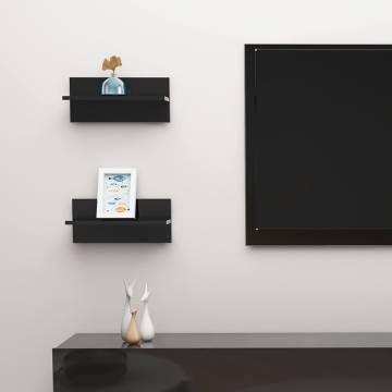 High Gloss Black Wall Shelves - 2 pcs | Hipomarket