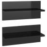 High Gloss Black Wall Shelves - 2 pcs | Hipomarket