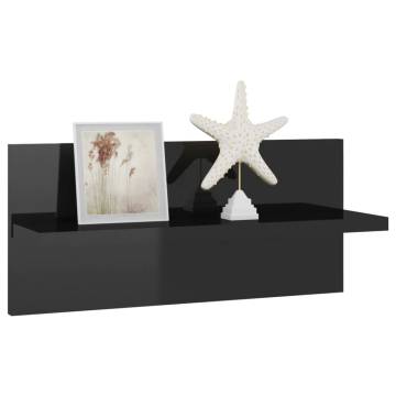 High Gloss Black Wall Shelves - 2 pcs | Hipomarket