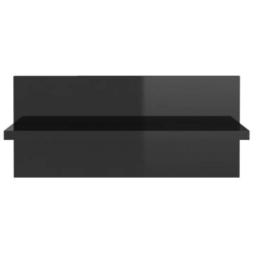 High Gloss Black Wall Shelves - 2 pcs | Hipomarket