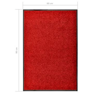 Washable Red Doormat 60x90 cm - Durable & Non-Slip