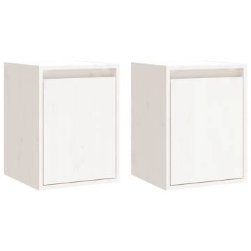 Wall Cabinets 2 pcs White - Solid Pine 30x30x40 cm