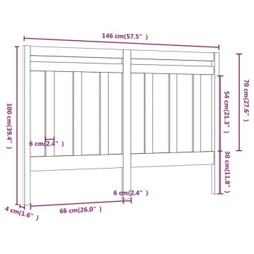 Stylish White Bed Headboard - Solid Pine 146x4x100 cm