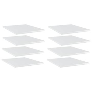 High Gloss White Bookshelf Boards - 8 pcs | Hipomarket