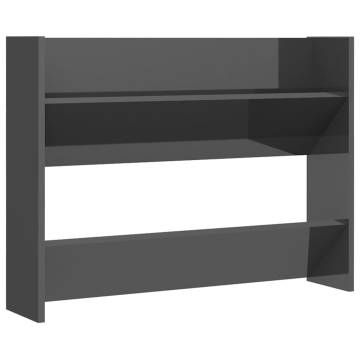 Stylish Wall Shoe Cabinet - High Gloss Grey, Space-Saving Design