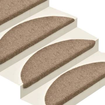 Self-Adhesive Cream Stair Mats - 15pcs | 65x21x4 cm