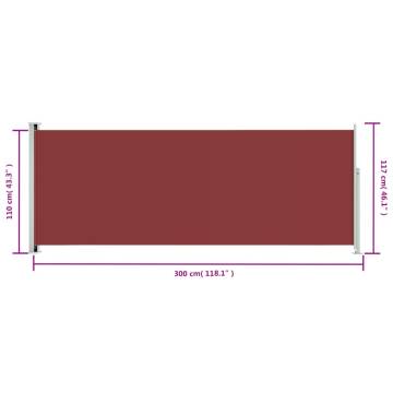 Patio Retractable Side Awning 117x300 cm - Red | HipoMarket