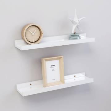 High Gloss White Wall Shelves - 2pcs 40x9x3 cm | Hipomarket