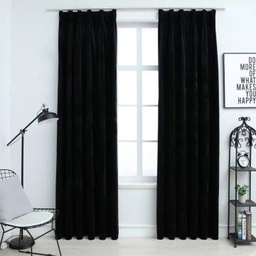 Blackout Curtains 2 pcs Velvet Black 140x245 cm - Hipomarket