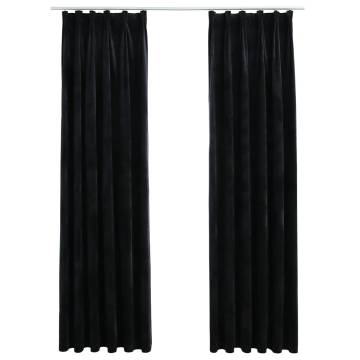 Blackout Curtains 2 pcs Velvet Black 140x245 cm - Hipomarket