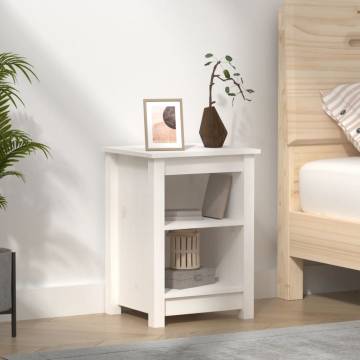 White Bedside Cabinet - Solid Pine Wood 40x35x55 cm | Hipomarket