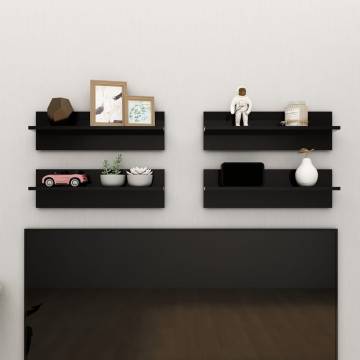 Elegant High Gloss Black Wall Shelf Set - 4 pcs | HipoMarket