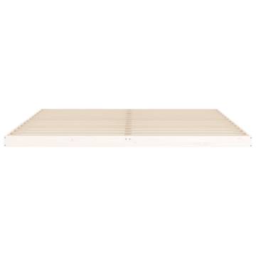 White 200x200 cm Solid Pine Bed Frame - Modern & Sturdy