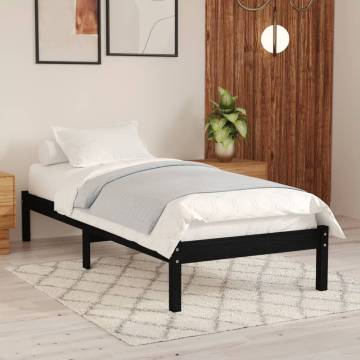 Black Solid Wood Pine Bed Frame 100x200 cm - Modern Design