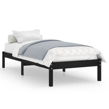 Black Solid Wood Pine Bed Frame 100x200 cm - Modern Design