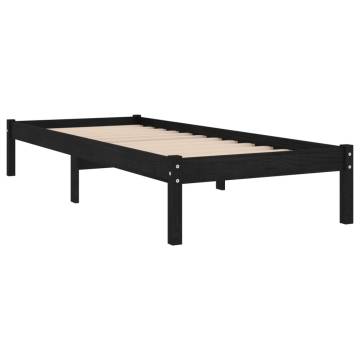 Black Solid Wood Pine Bed Frame 100x200 cm - Modern Design