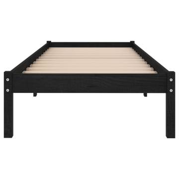 Black Solid Wood Pine Bed Frame 100x200 cm - Modern Design