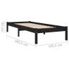 Black Solid Wood Pine Bed Frame 100x200 cm - Modern Design