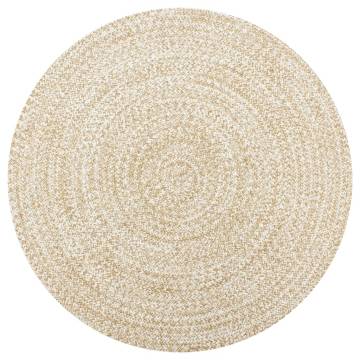 Handmade Jute Rug - White & Natural 120 cm | Hipo Market