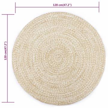 Handmade Jute Rug - White & Natural 120 cm | Hipo Market