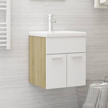 Sink Cabinet White & Sonoma Oak | Stylish Bathroom Storage