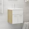 Sink Cabinet White and Sonoma Oak 41x38.5x46 cm Engineered Wood Colour white and sonoma oak Size 41 x 38.5 x 46 cm Number of 1 Number of Pieces 