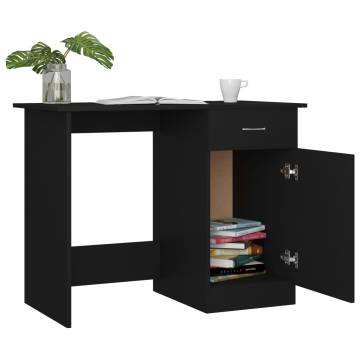 Modern Black Desk - 100x50 cm Engineered Wood | Hipo Market