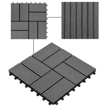 11 Pcs Decking Tiles WPC 30x30 cm Grey - Durable & Stylish