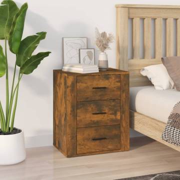 Trendy Smoked Oak Bedside Cabinet - 50x36x60 cm | HipoMarket