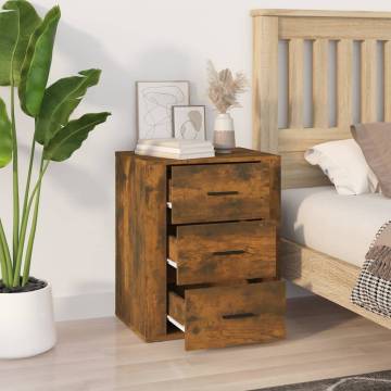 Trendy Smoked Oak Bedside Cabinet - 50x36x60 cm | HipoMarket