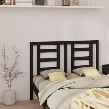 Stylish Black Bed Headboard - Solid Pine Wood - 126x4x100 cm