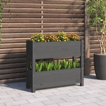 Grey Solid Wood Pine Planter - 77x25x66 cm | Hipomarket