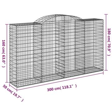 Arched Gabion Baskets - 17 pcs 300x50x160/180 cm Galvanised Iron