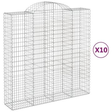 Arched Gabion Baskets 10 pcs - Galvanised Iron Garden Barriers