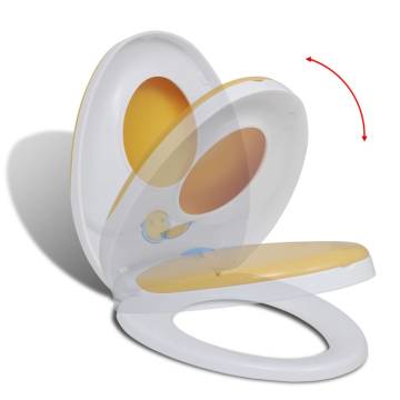 Soft-Close Toilet Seat | White & Yellow for Adults & Kids