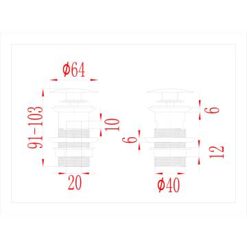 Push Drain with Overflow Function - Silver 6.4x6.4x9.1 cm