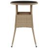 Beige Garden Table Ø60x75 cm - Tempered Glass & Poly Rattan