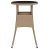 Beige Garden Table Ø60x75 cm - Tempered Glass & Poly Rattan