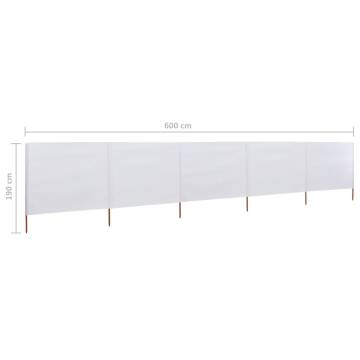 5-Panel Wind Screen 600x160 cm Sand White | HipoMarket UK