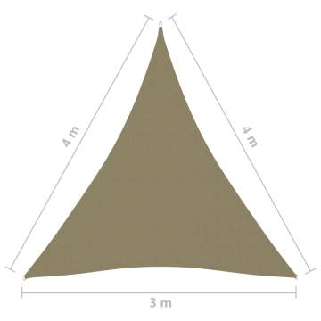 Beige Triangular Sunshade Sail 3x4x4m - Outdoor Protection