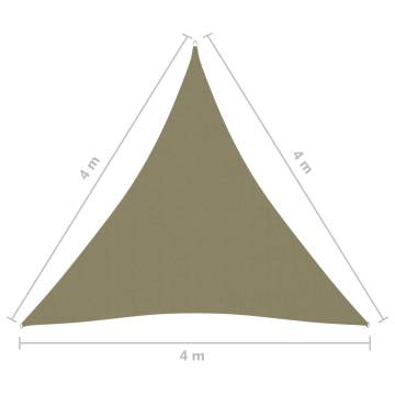 Beige Triangular Sunshade Sail | 4x4m Oxford Fabric