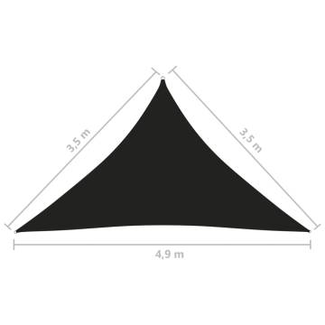 Black Triangular Sunshade Sail 3.5x3.5x4.9 m - Oxford Fabric