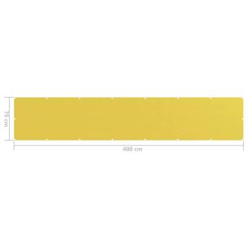 Yellow Balcony Screen 75x400 cm - HDPE Privacy Shade